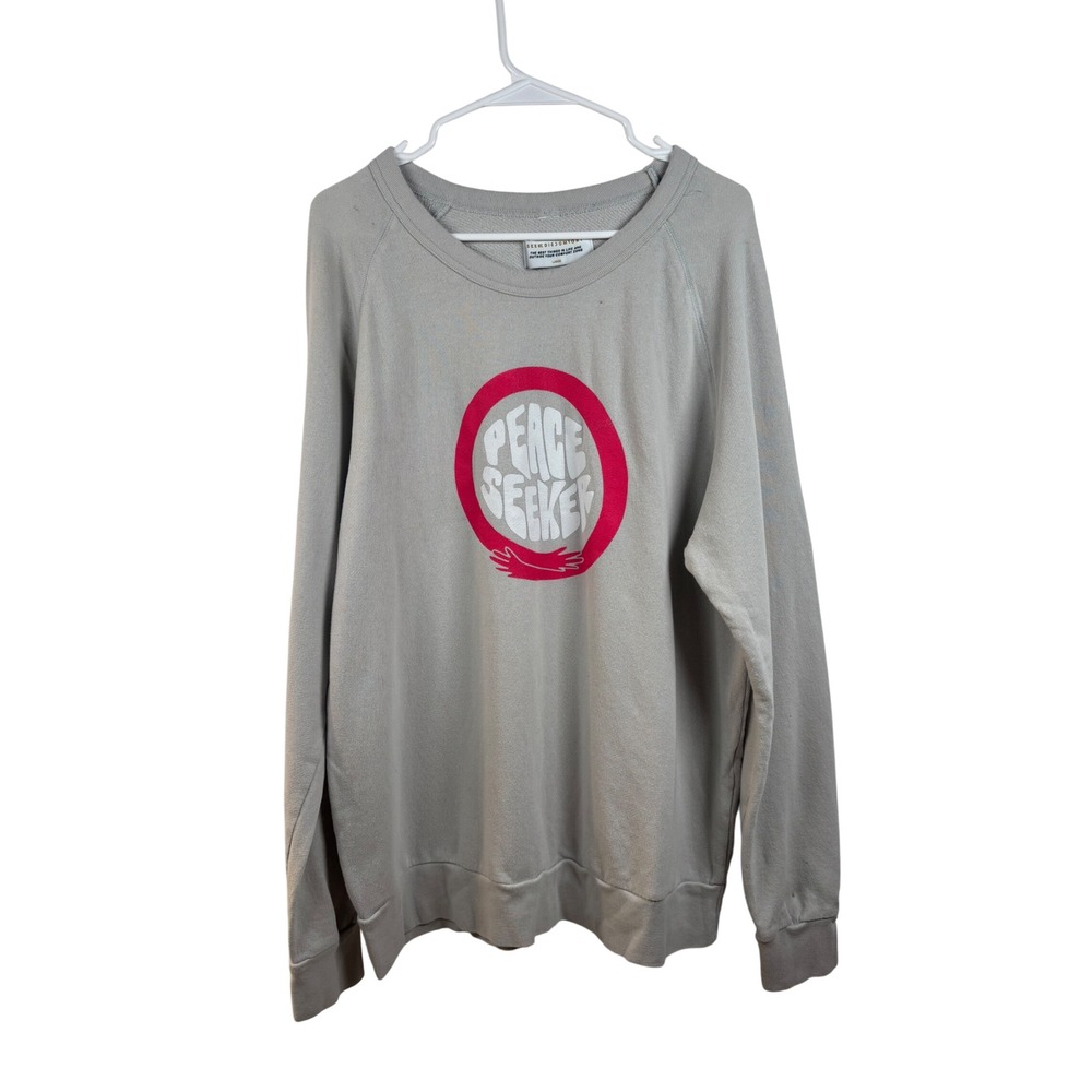 Seek Discomfort Peace Seeker Graphic Print Pullover Crewneck Sweatshirt